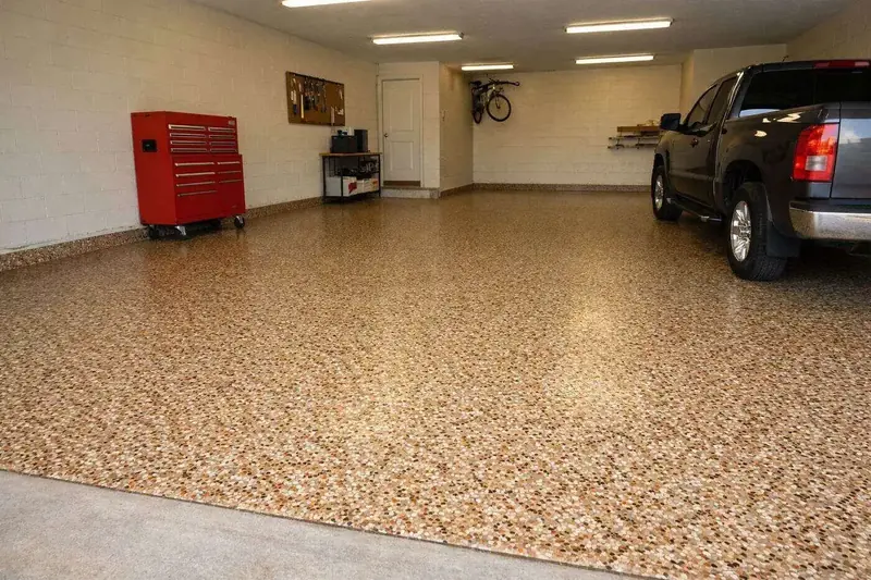 Flake epoxy garage floor