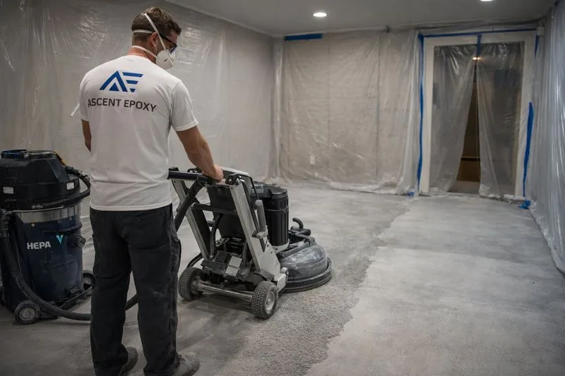 Diamond grinding residential concrete floor