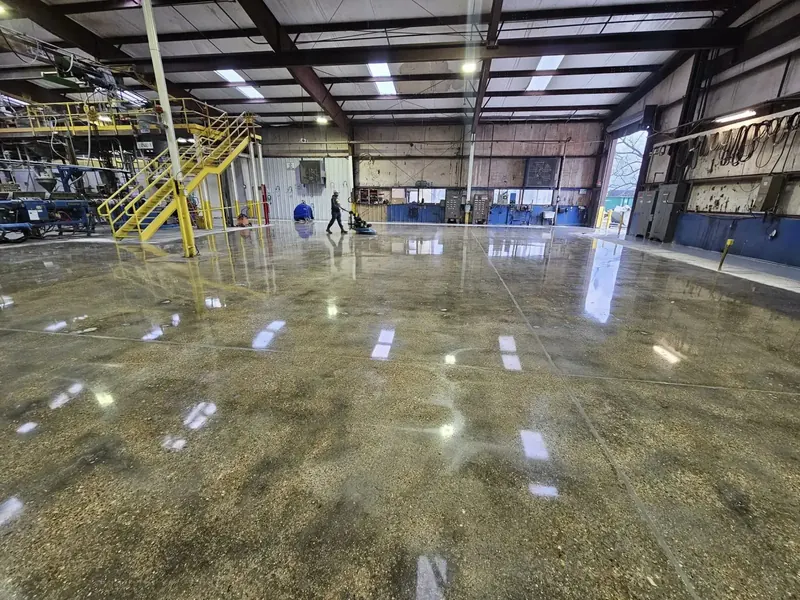 Polished concrete industrial floor by the Ascent Epoxy team