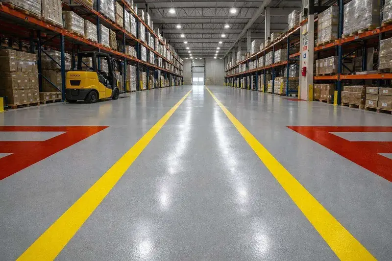 Industrial epoxy floor warehouse